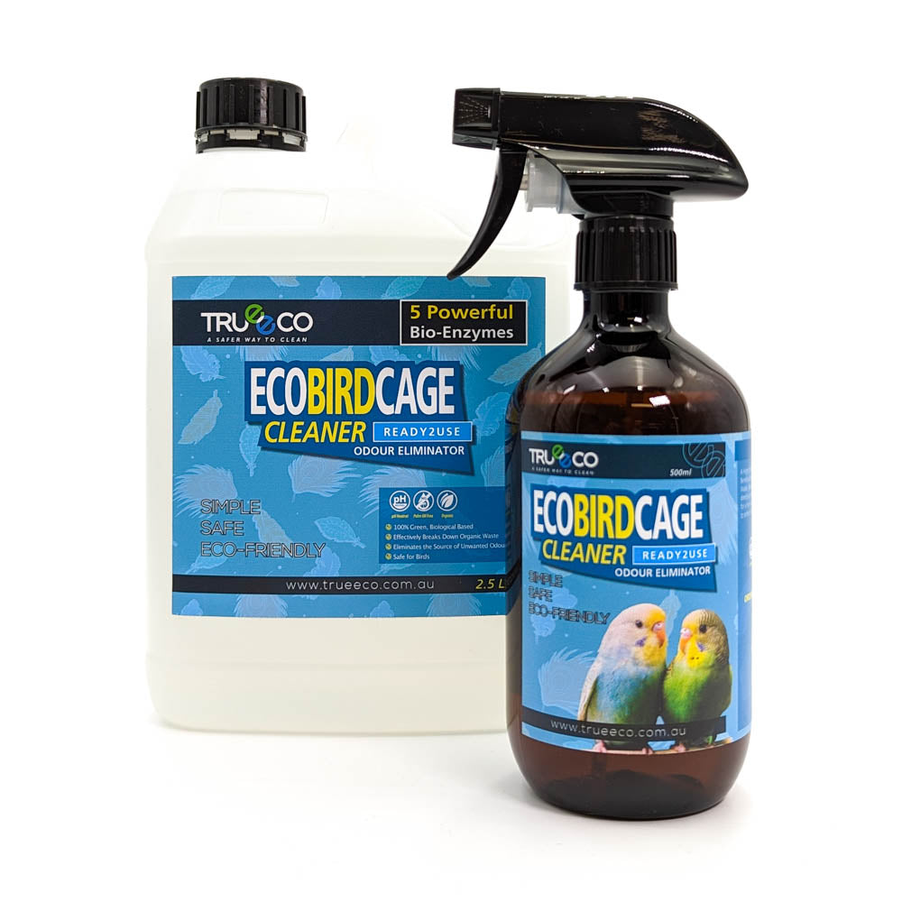 Eco Bird Cage Cleaner Dual Pack: 2-in-1 Odour Remover and Cage Cleaner for Fresh Aviaries