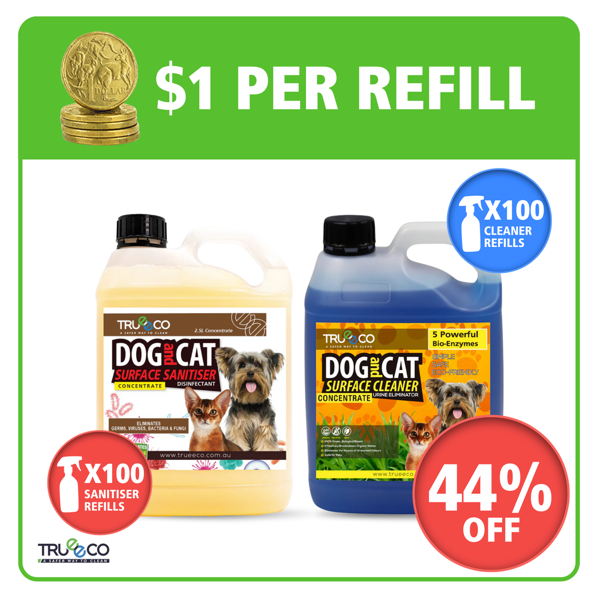 200 Refill Bundle – 2.5L Cleaner + 2.5L Sanitiser