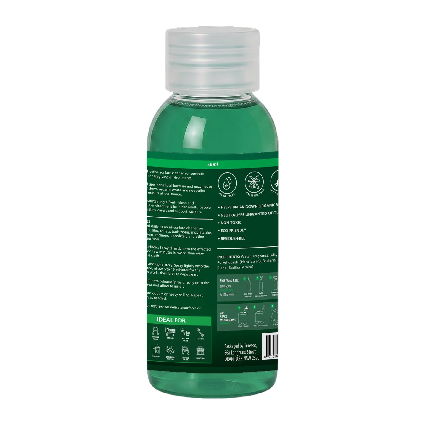CareGuard Surface Cleaner Concentrate 50ml | Enzyme Odour Neutraliser