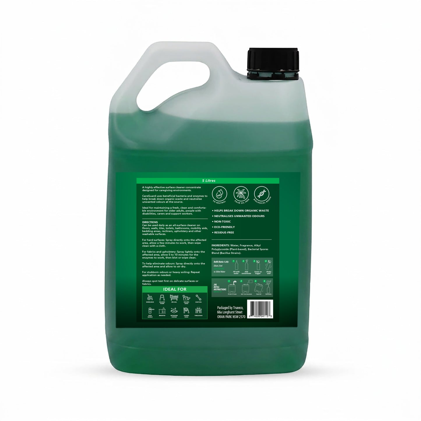 CareGuard Surface Cleaner Concentrate 5L | Enzyme Odour Neutraliser | Makes 100L Ready-to-Use