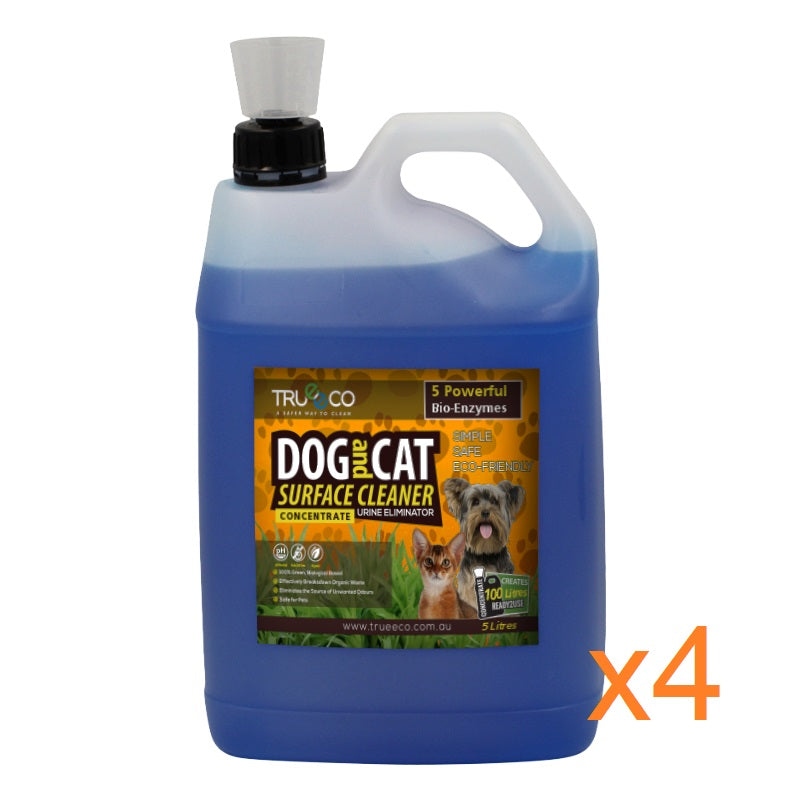 TrueEco Friendly Carton of x4 5 Liter CONCENTRATE DOG AND CAT Odour and Stain Remover