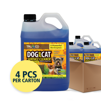 TrueEco Friendly Carton of x4 5 Liter CONCENTRATE DOG AND CAT Odour and Stain Remover