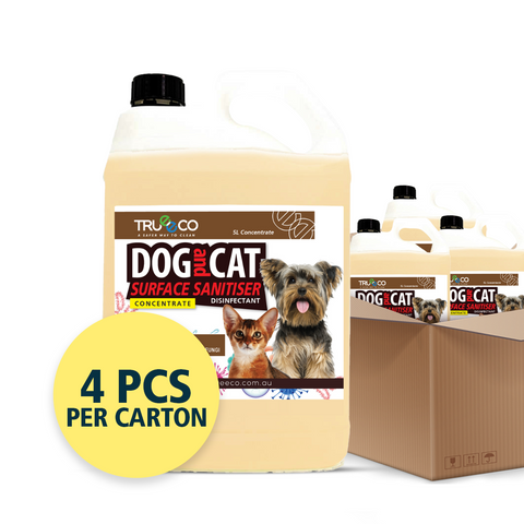 Carton of x4 5 Litre Concentrate Dog and Cat Surface Sanitiser & Disinfectant - Powerful Cleaning Solution - Pet-Safe Formula - Effective Sanitizing and Disinfecting