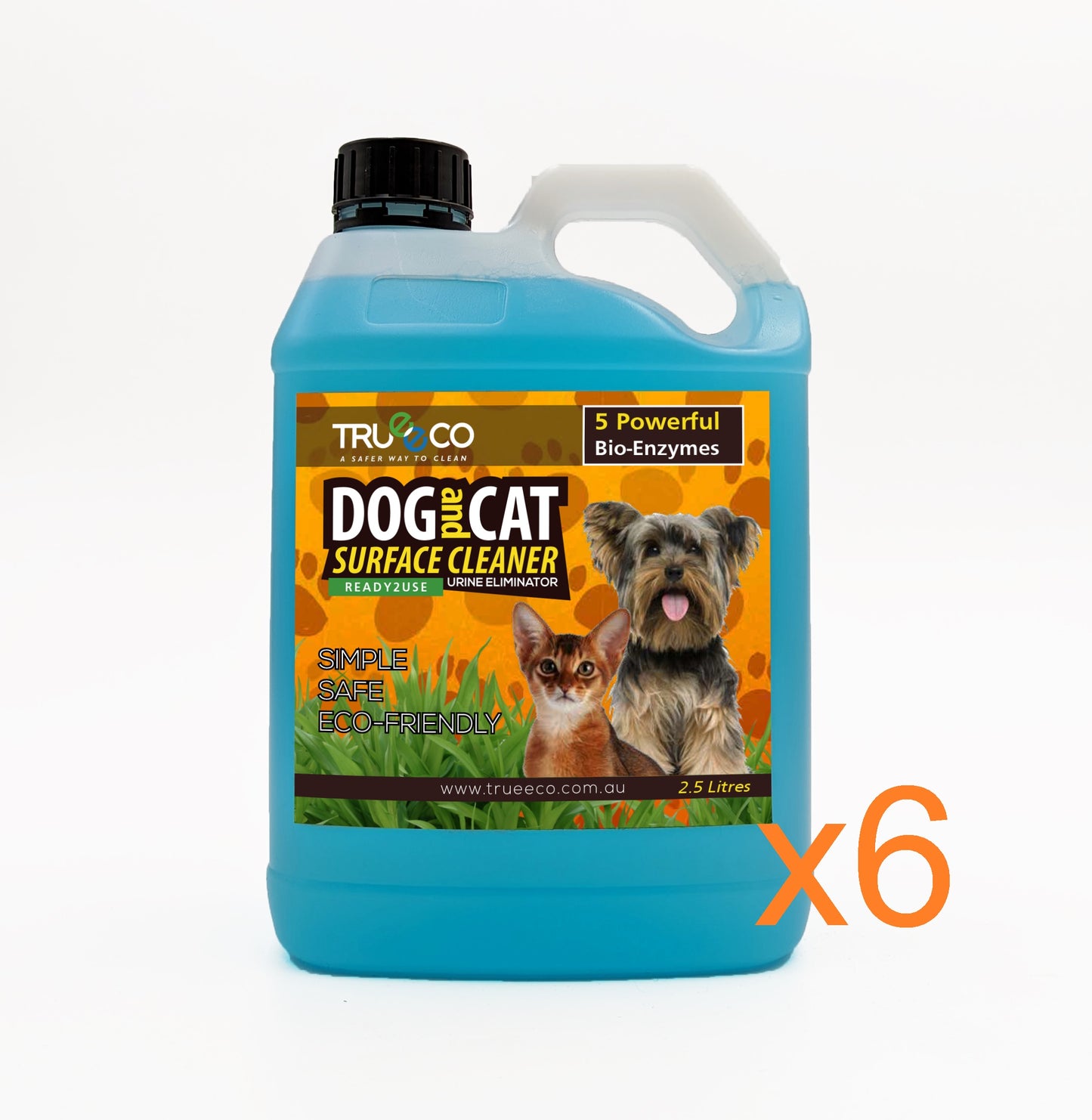 TrueEco Friendly Carton of x6 2.5 Litre Dog & Cat Urine Odour and Stain Remover