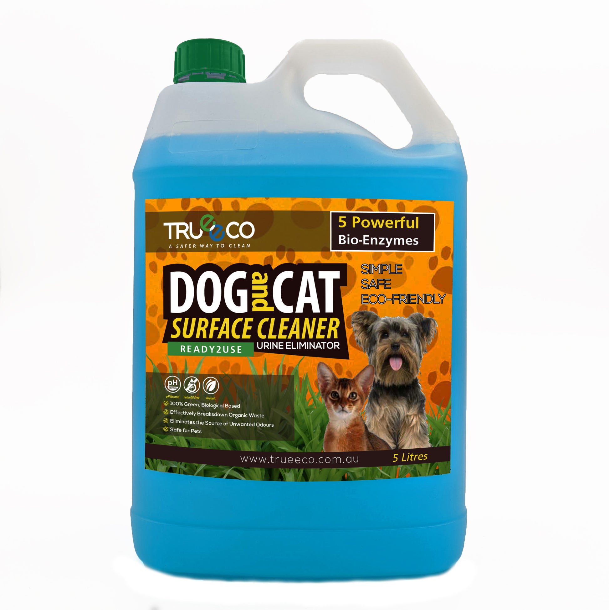 5 Litre Dog & Cat Urine Odour and Stain Remover Pet Safe - TRUEECO - Australia