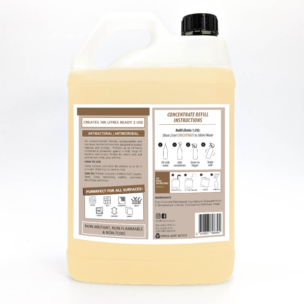 5 Litre Concentrate Dog and Cat Surface Sanitiser & Disinfectant - Powerful Cleaning Solution - Pet-Safe Formula - Effective Sanitizing and Disinfecting ($2.50 per Litre Ready2use)