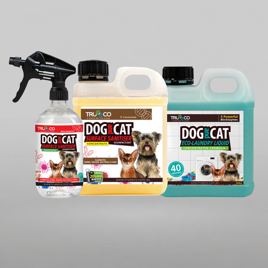 Trueeco Dog & Cat Sanitiser + Laundry Bundle | Concentrate 1L + 500ml + Laundry 1L